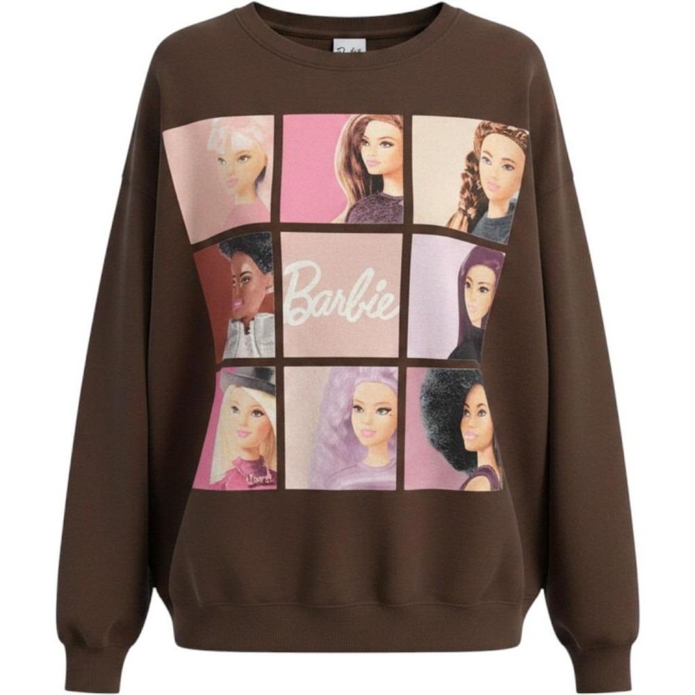 Barbie Graphic Sweatshirt Brown Oversized Crewneck Pullover XL Mattel 2023